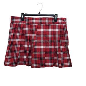 Spirit Halloween Woman's Red Plaid Pleated‎ School Girl Punk Skirt NWT Plus Size